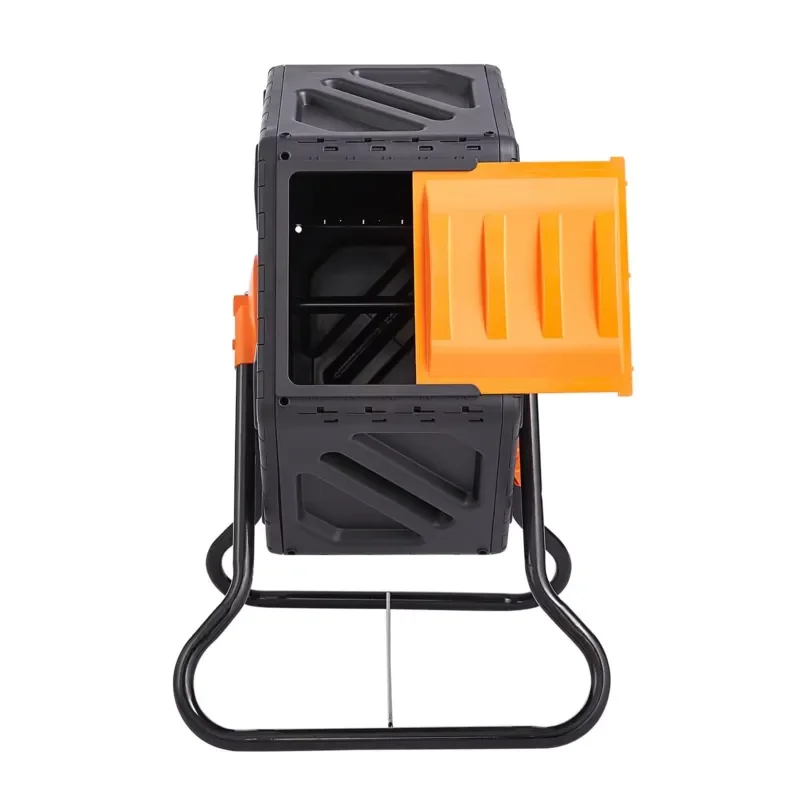 18.5 Gallon Compact Single Chamber Rotary Compost Drum BPA Free Small Steel Frame Compost Fermenter with Sliding Door