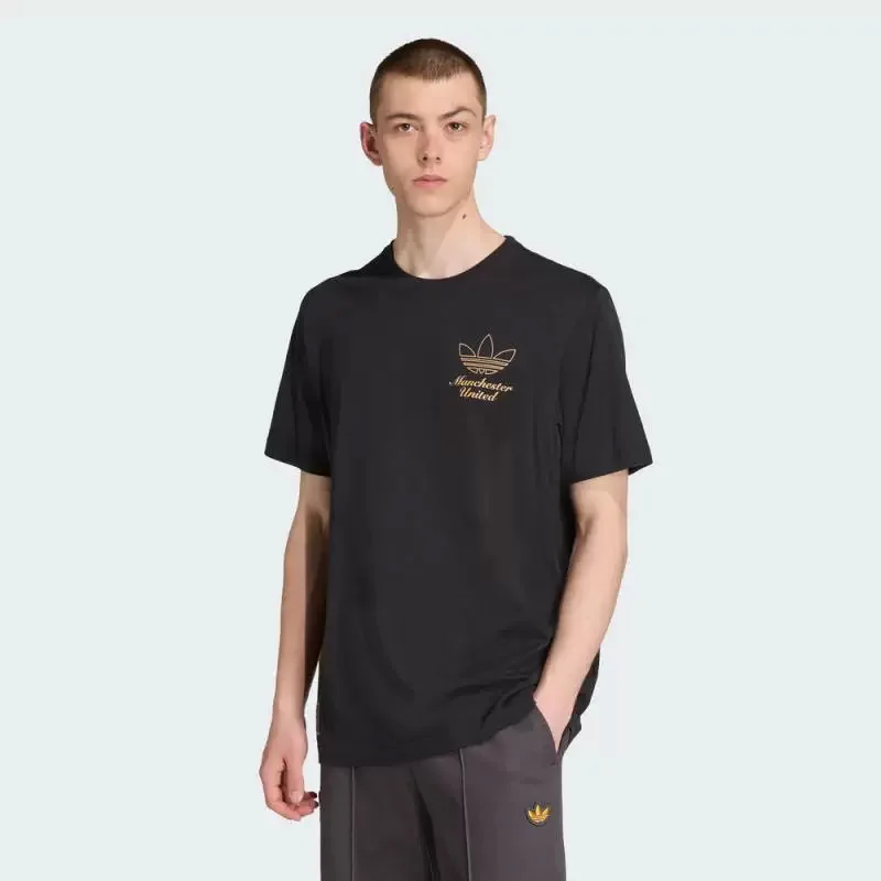 

Adidas Clover Short-Sleeved Men's Summer New Style Breathable Half-Sleeve Retro Basketball Golden Logo Loose T-Shirt JN2919