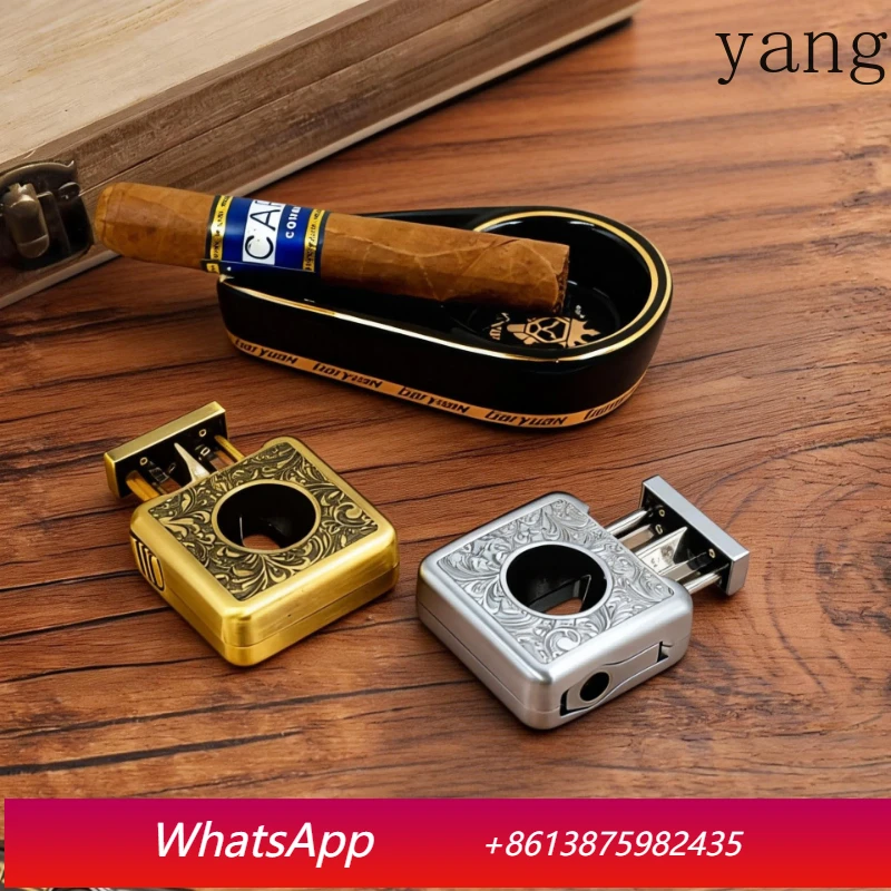 YJQ high-quality metal engraved V-shaped cigar cutter, high-end cigar opener feels comfortable