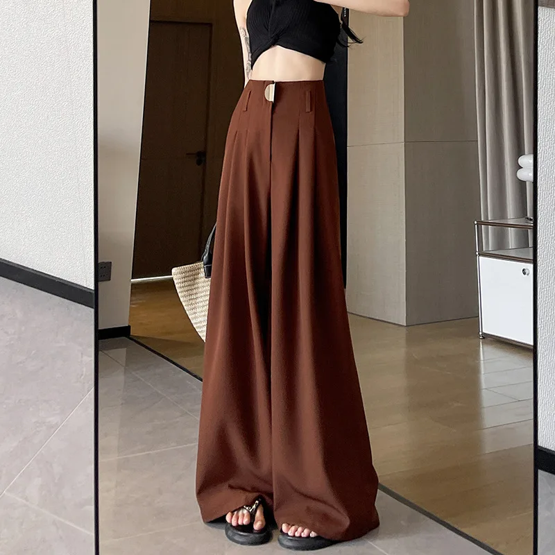 

Women Suit Pants 2026 Summer High Waist Wide Leg Pants For Women Draping Slim Fit Straight Leg Trousers Loose Floor Length Pants