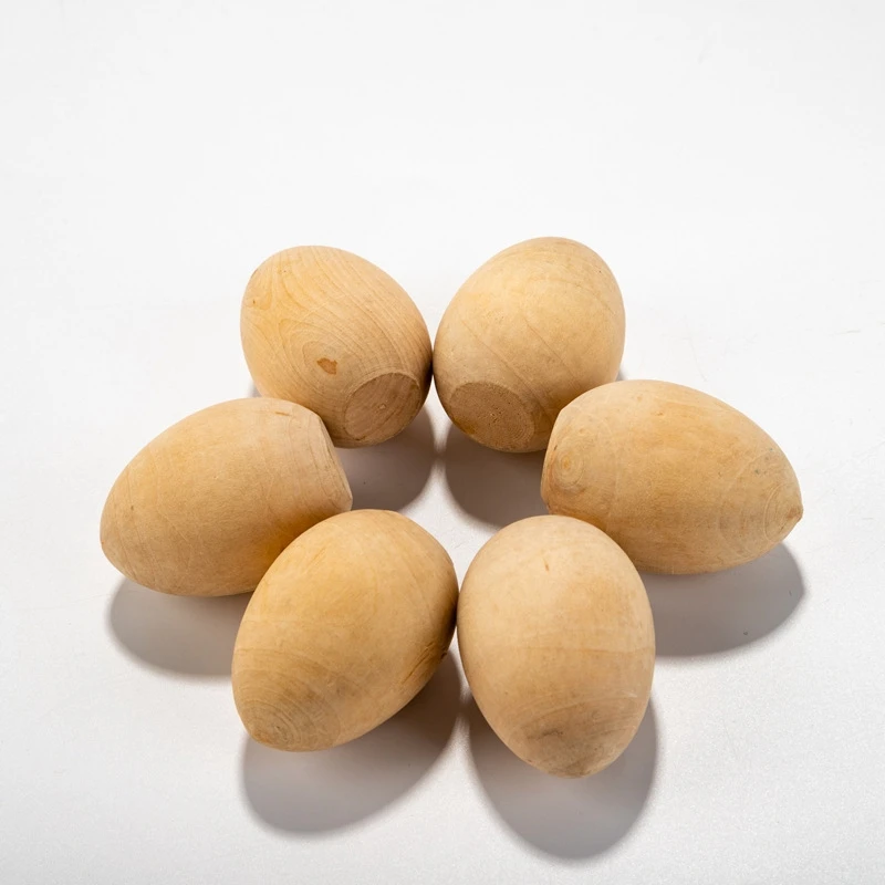 DT19-10Pcs Unpainted Wooden Eggs, Unfinished Flat Bottom Wooden Easter Craft Eggs,Smooth Ready To Paint And Decorate