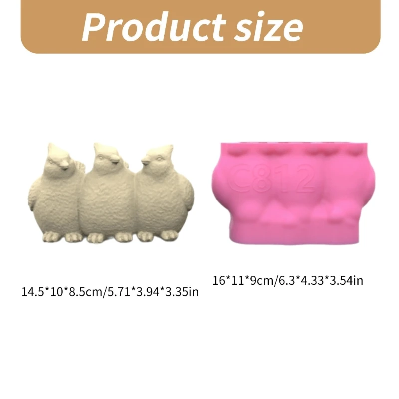 Three Birds Shaped Silicone Mould Craft Supplies for Home Use Flower Pots Pen Holder Casting Mold for Home Decoration