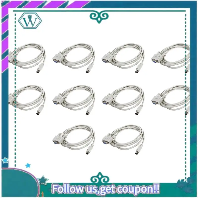 

A75Q-10X DB9P To 8P Mini Din RS232 Download Cable White 8.2 Ft For PLC DVP-EH