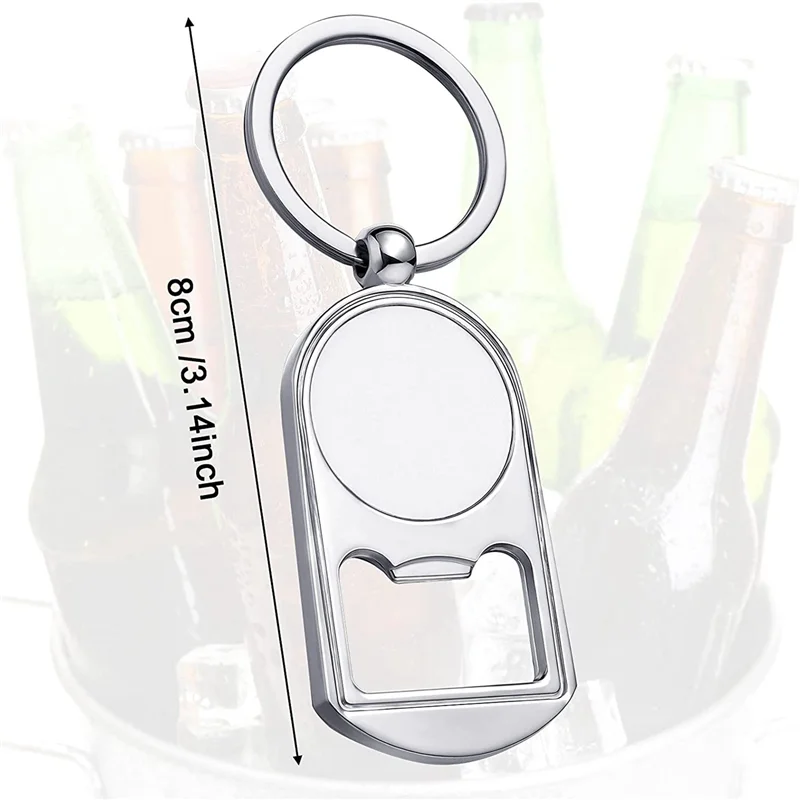 AA84 20 Pcs Sublimation Blank Keychain Metal Bottle Opener Blank Key Ring Heat Transfer Rectangular Sublimation Keychain