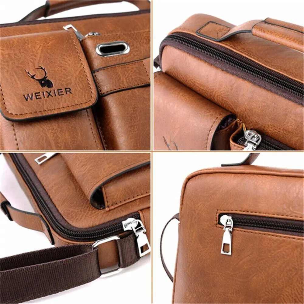 Fashion Men\'s Shoulder Bag Business Man Crossbody Bags PU Leather Male Handbag Briefcase Travel Messenger Bag Mens Bag