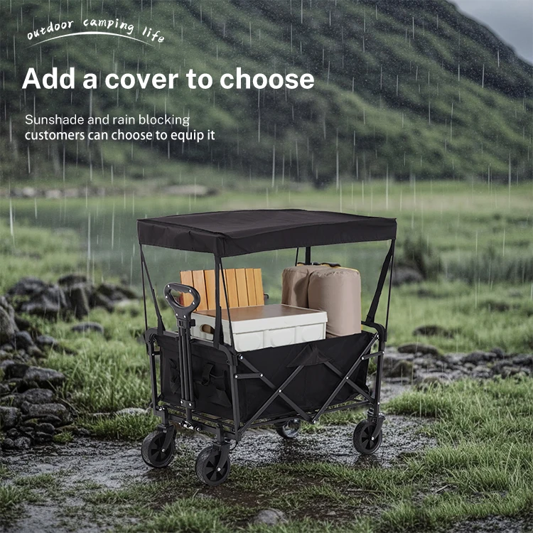 HOMFUL Wholesale Folding Heavy Duty Transport Tool Carts Hand Buggy Shopping Cart Camping Wagon with Canopy