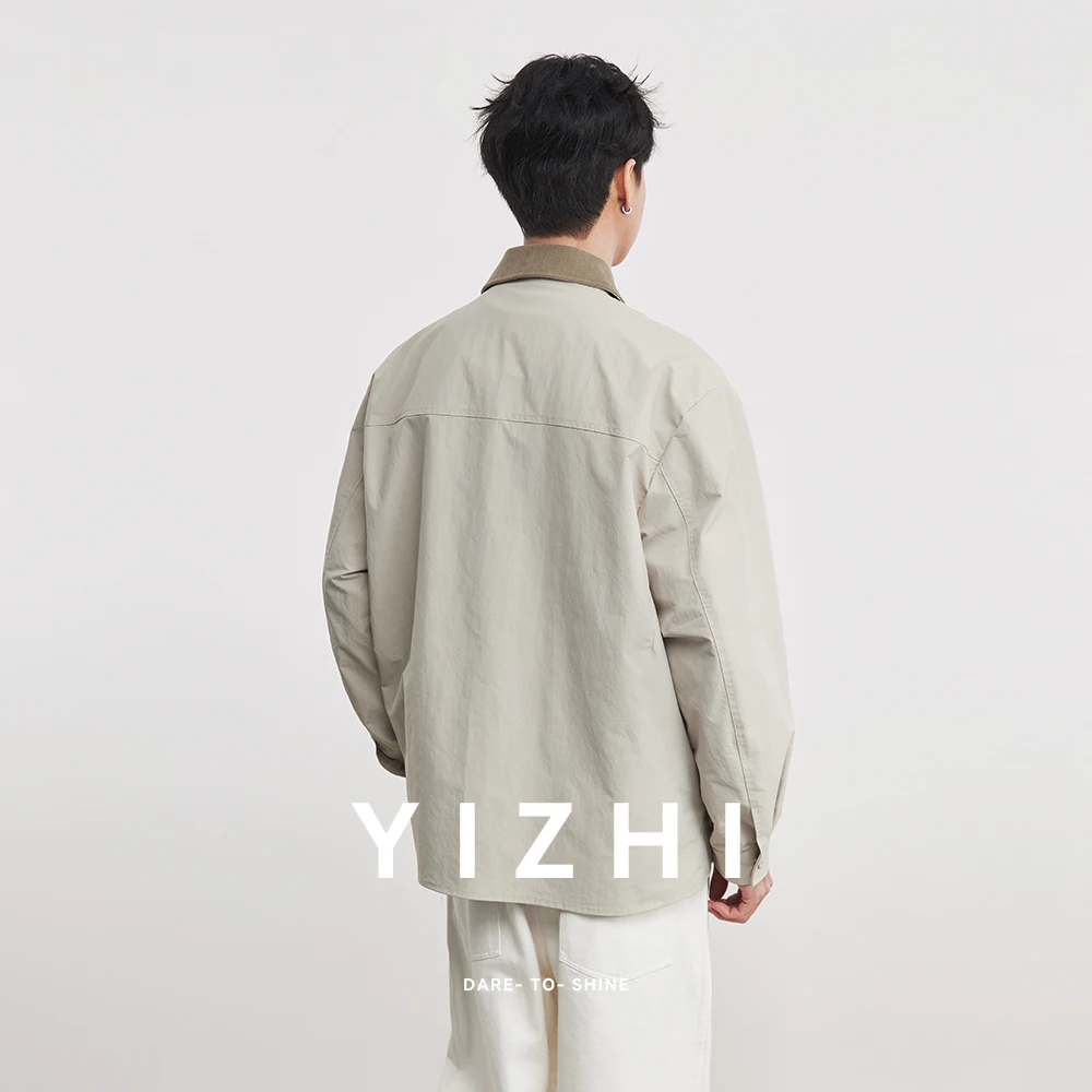 Fashion Men's Contrast Lapel Casual Jacket 2026 Spring and Autumn New American Old Money Style Men's Jacket Top Trend