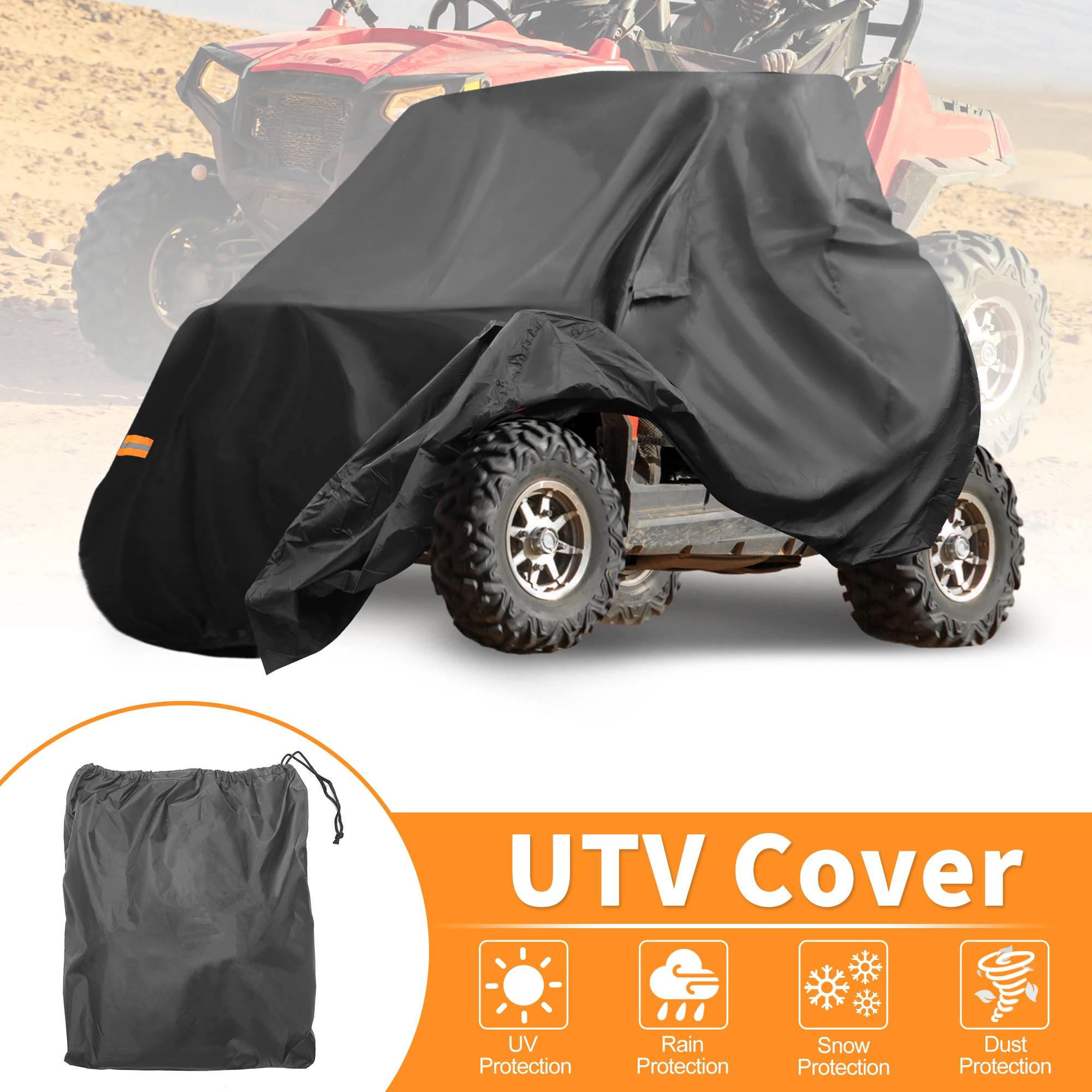 X Autohaux UTV Cover for Polaris RZR Turbo R Waterproof Side by Side Cover Outdoor Storage Protection 210D-PU 325x188x189cm