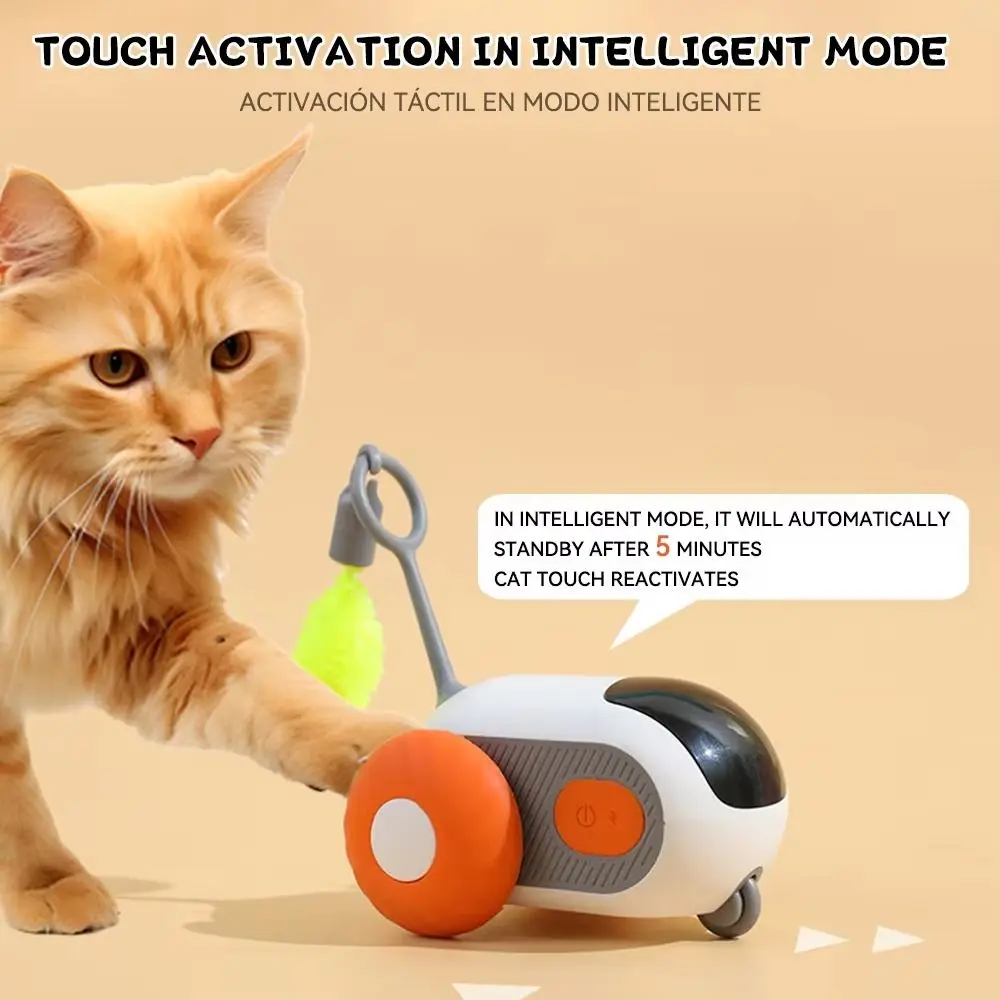 

Plastic Turbo Tail Cat Toy Rechargeable Feathers Electronic Smart Cat Toy Automatic Moving Cat Exercise Remote Control Toy Car