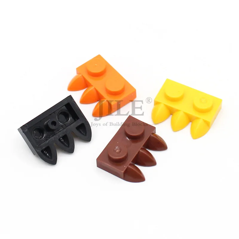 30pcs MOC 15208 Plate Modified 1x2 with 3 Teeth DIY Enlighten Building Blocks Bricks Compatible Accessories Particles