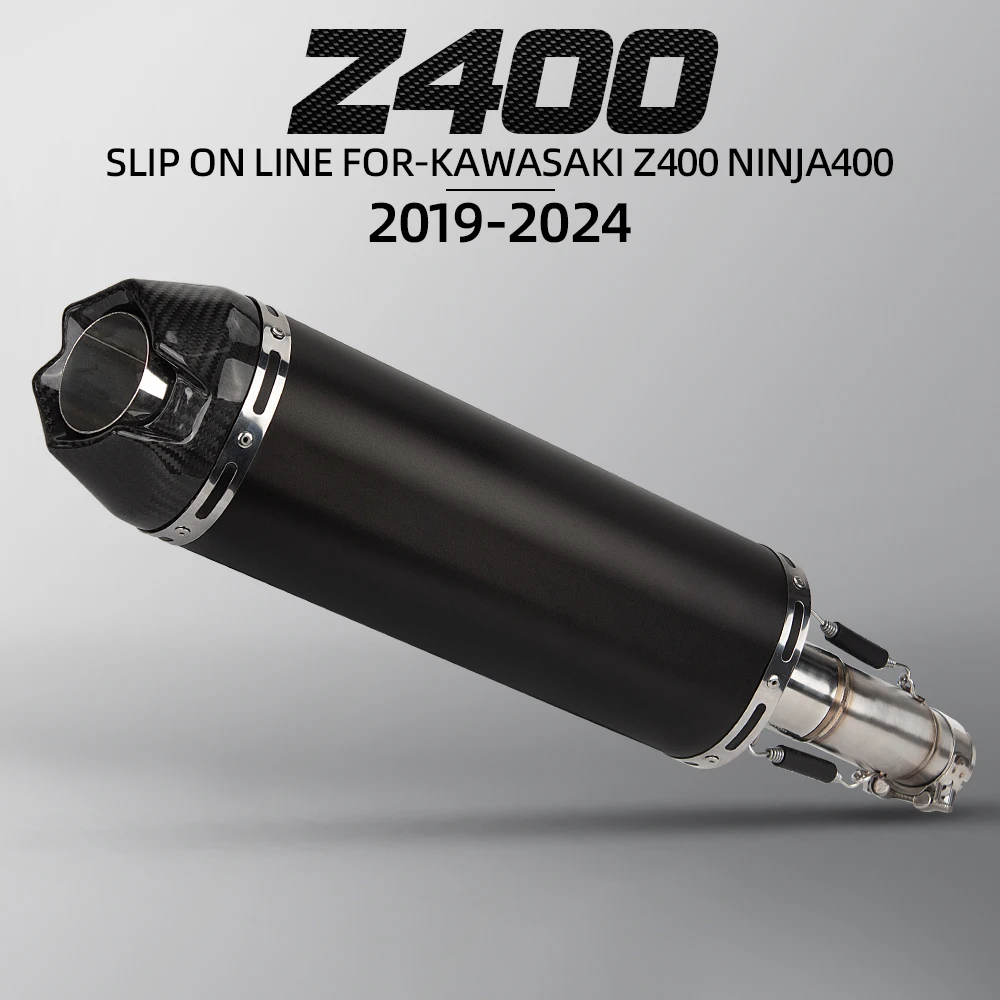

Motorcycle Exhaust Link Pipe Middle Section ARRO Carbon Fiber Tip Muffler For Kawasaki Ninja 400 Z400 Ninja400 2019-2024