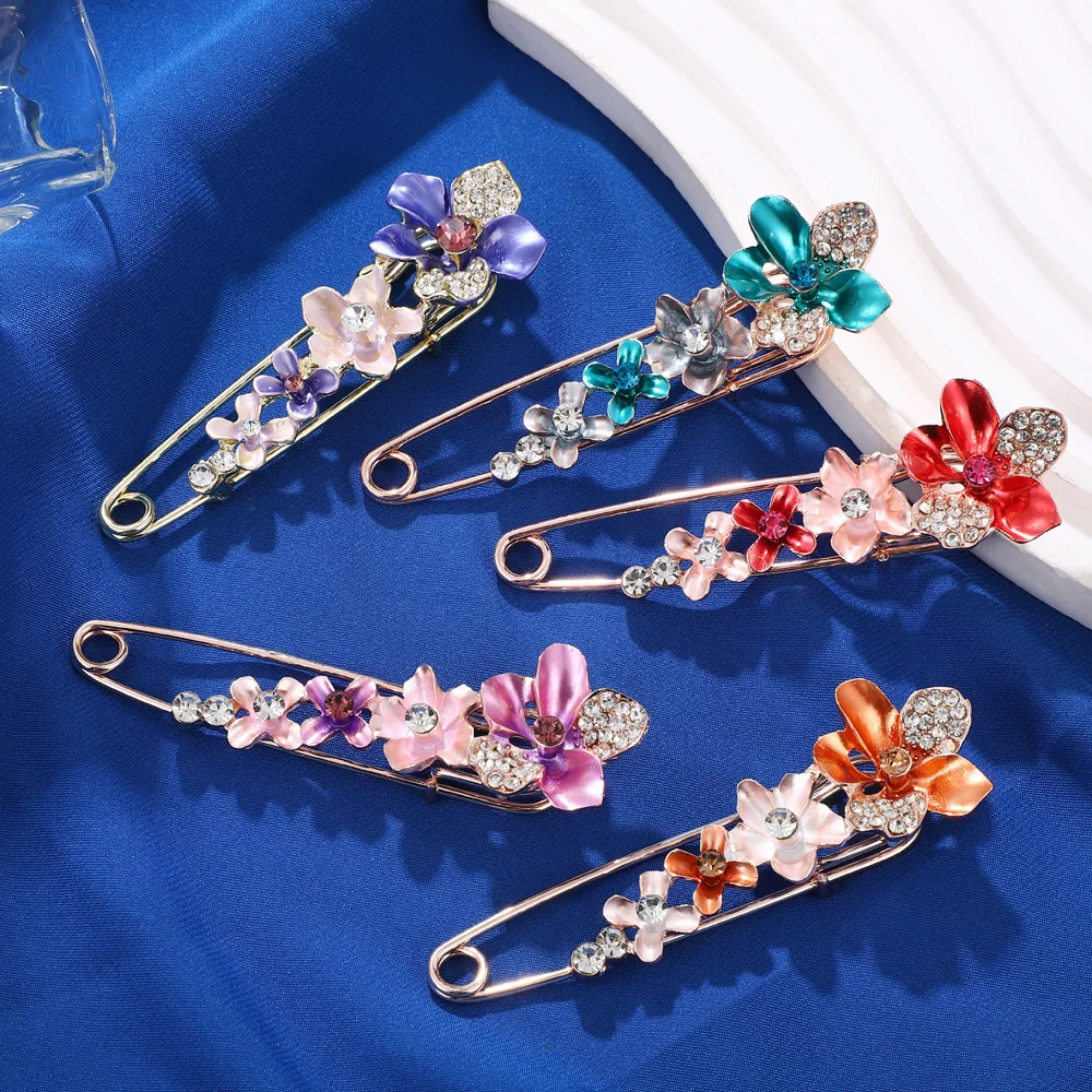 

2PC set girlish temperament coat brooch shawl trendy tie decorative silk scarf buckle anti-light shirt neckline flower pin