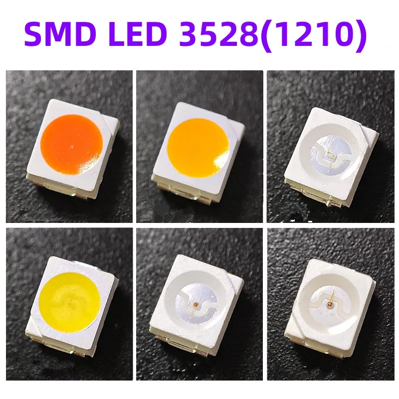 500Pcs SMD LED 3528 Red Blue Green White Yellow RGB LED Lamp Beads Size 1210 Light-emitting Diode High Bright Quality