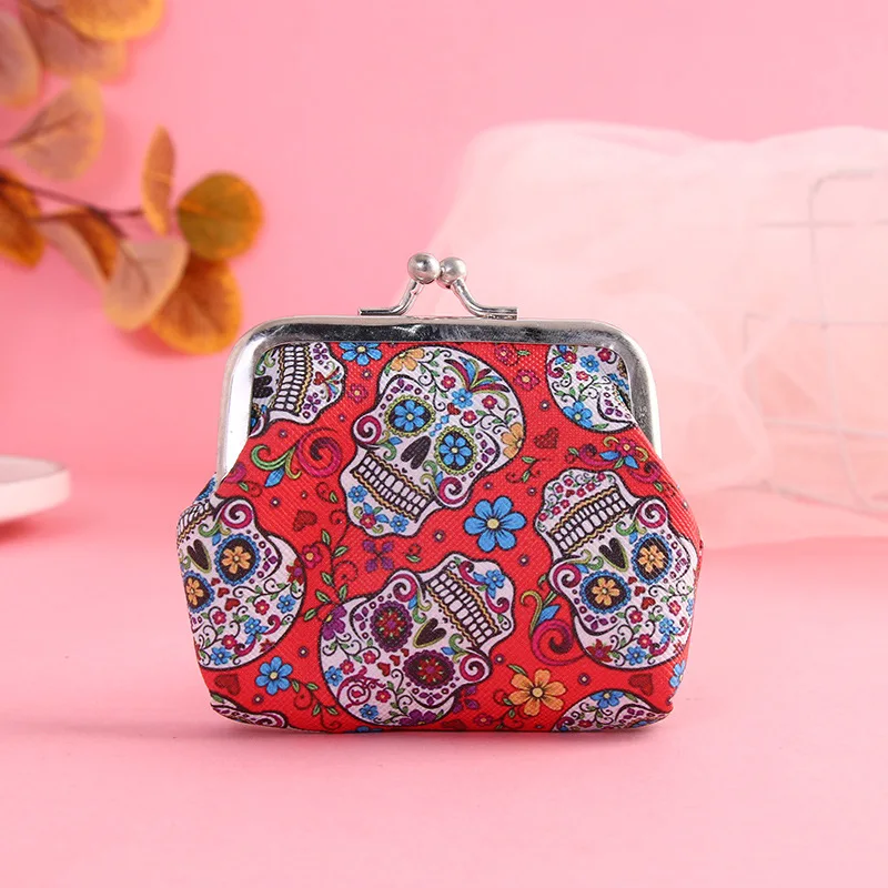 Skull Rose PU Leather Coin Purses Women Hasp Small Wallets Kids Girls Boys Cute Unicorn Retro Mini Change Purse Lady Pocket