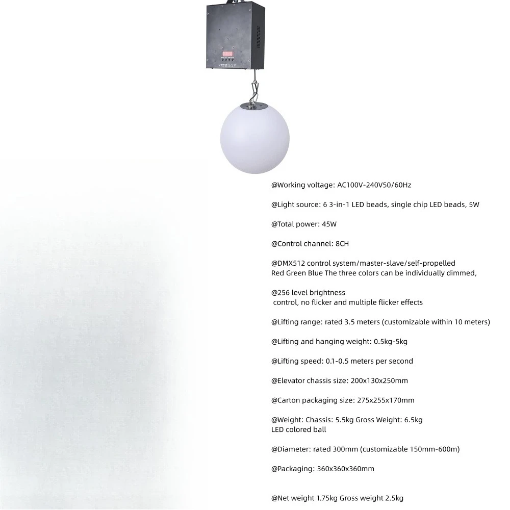 Boule de levage LED CNC pour scène, performance sur scène, atmosphère changeante de couleur