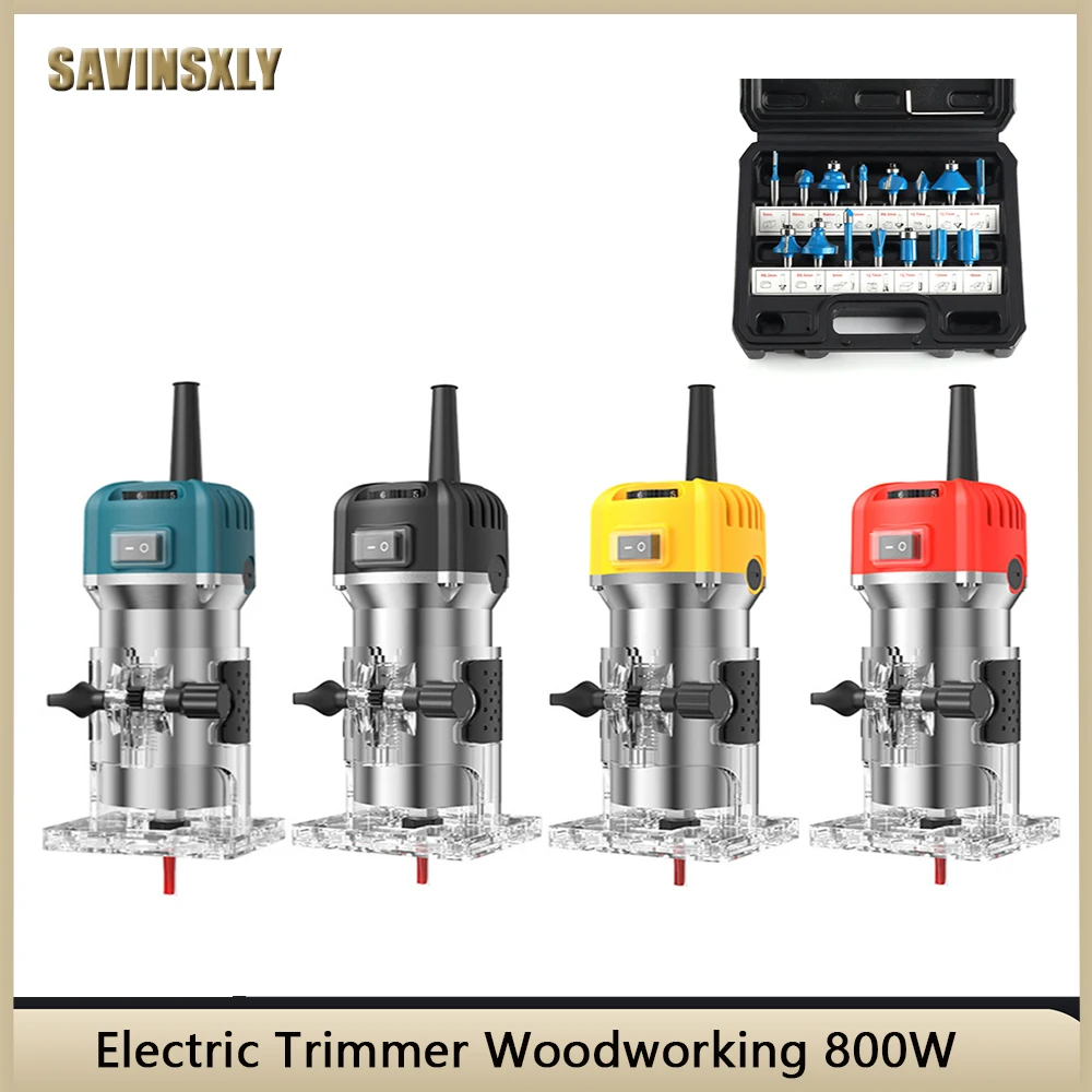 800W  Electric Trimmer Woodworking 30000rpm Wood Router Machine Hand DIY Milling Carving Engraving Power Tools With Mill Cutter