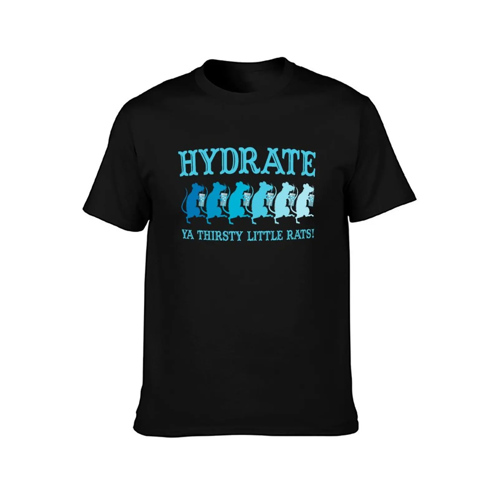 Blue Hydration Rats T-Shirt Summer Casual Cotton Tee Oversized Streetwear Tops Vintage Graphic Print Loose Fit Short Sleeve