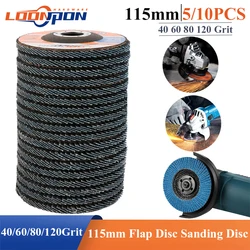 Loonpon – disques à lamelles de 115mm/4.5 pouces, pour meuleuse d'angle, lames abrasives, grain 40/60/80/120, 5/10 pièces