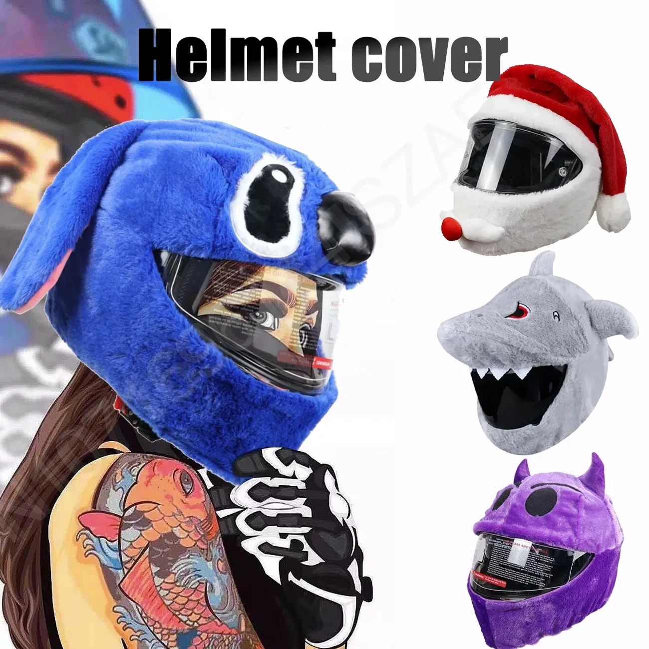 NOWY pokrowiec na kask motocyklowy Cartoon Plush Animal Pokrowiec na kask Ochrona przed kurzem Zabawny pokrowiec na kask Akcesoria motocyklowe