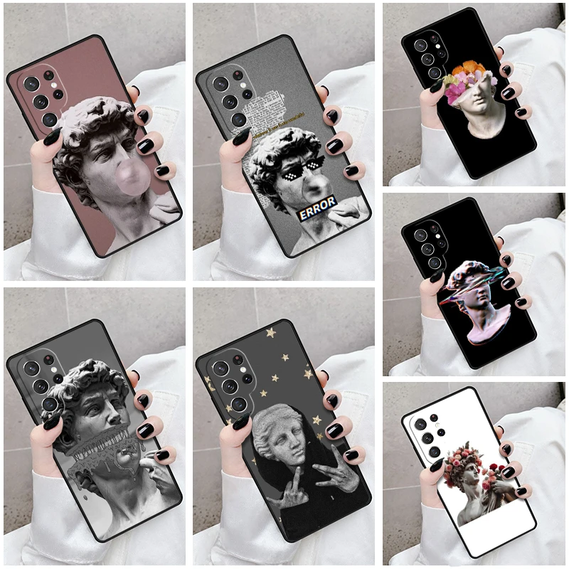 Phone Case For Samsung Galaxy S24 S23 S21fe S22 Ultra Plus Note 10 20 S8 S9 S10 Cover Greek Statue Wearing Hoodie Bumper