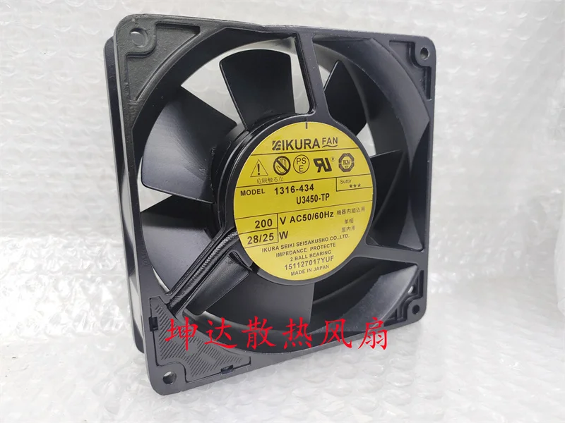 

IKURA 1316-434 U3450-TP AC 200V 28/25W 2-Pin Server Cooling Fan