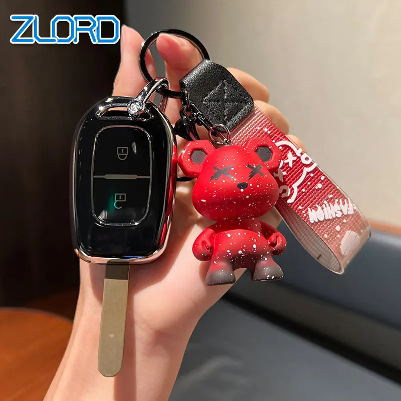 TPU Car Remote Key Cover Fob Shell Case for Renault Kwid Traffic Symbol Dacia Sandero Logan Duster 2016 2017 2018 Keychain