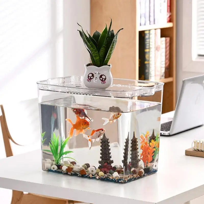 Tank Aquarium Small Transparent Cube Tank Small Fish Bowl For Temporary Space Turtle Tanks Desktop Aquarium For Waterwee Small