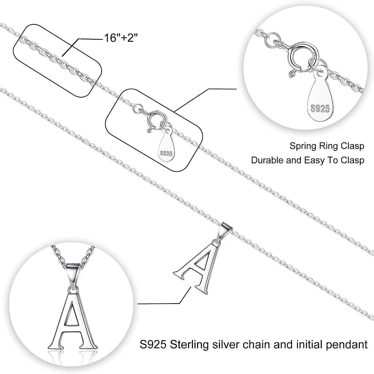 S925 Sterling Silver Glow Pendant Necklace with Electroplated Finish Featuring Minimalist Alphabet Charms Ideal for Clavicle Sty