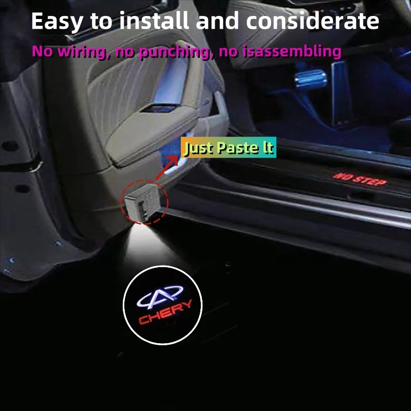 

2PCS Car Door Welcome Lights Logo LED Laser Projector Decorative Lamp For Chery Badge 2013 2014 2015 2016 2017 TIGGO 5 7 Pro 8
