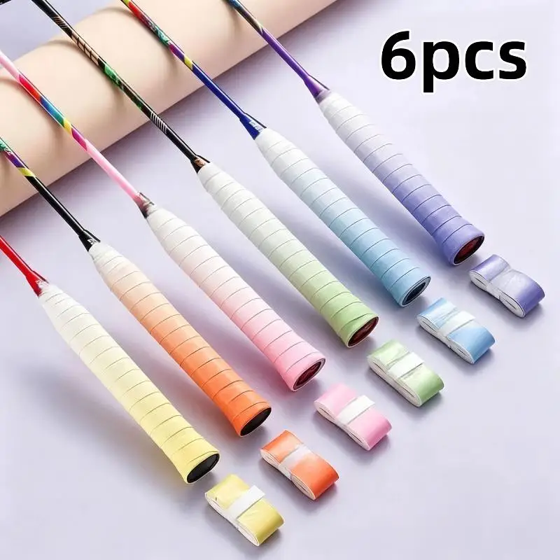 6 Stück Gradient Anti-Rutsch-Badmintonschläger-Griffband, schweißresistentes Overgrip-Band für den Tenniseinsatz – Detail 3