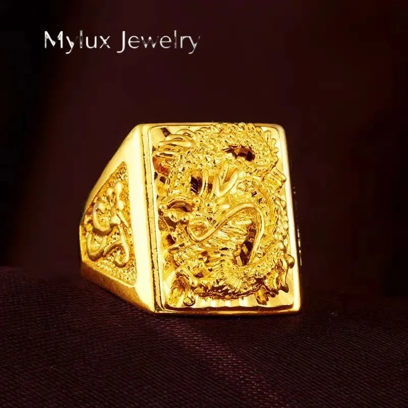 

Mylux Jewelry High - End 9999 24K Real Gold Men's Dragon Ring, Domineering Opening, Adjustable, Perfect for Dad