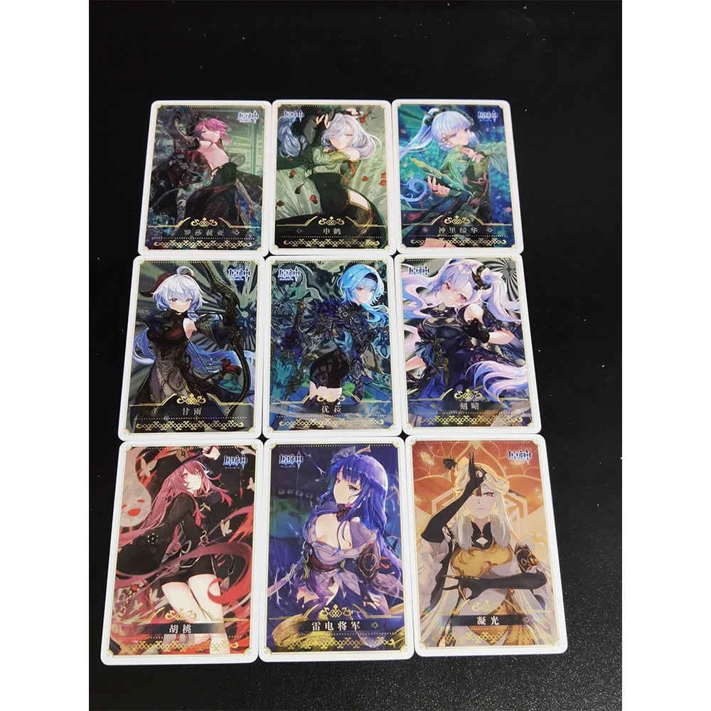 9PC Anime Goddess Tales DIY ACG Kamisato Ayaka Raiden Shogun Nahida Boy Game Toys Collectible Cards Christmas Birthday Gifts