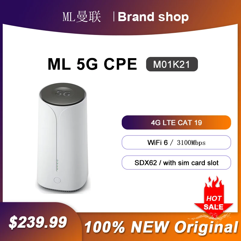 

ML M01K21 WiFi 6 3100Mbps Wireless Router NSA/SA Dual Mode Signal Repeater 5G Full Gigabit Network Amplifier With SIM Card Slot