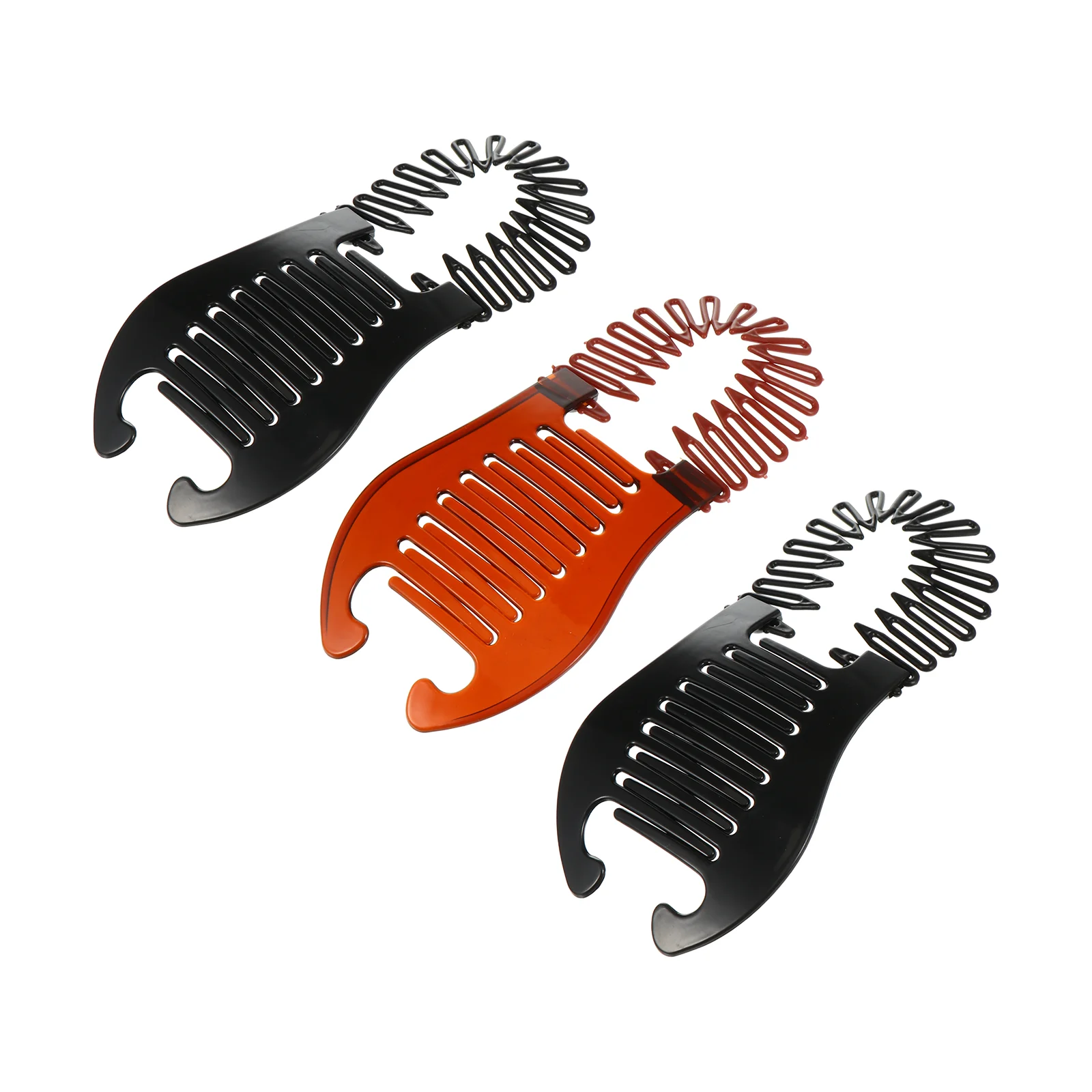 

6pcs Side Comb Banana Clips Hair Styling Brown Elastic Ponytail Hairstyle Simple Headdress Hair Care Accessories