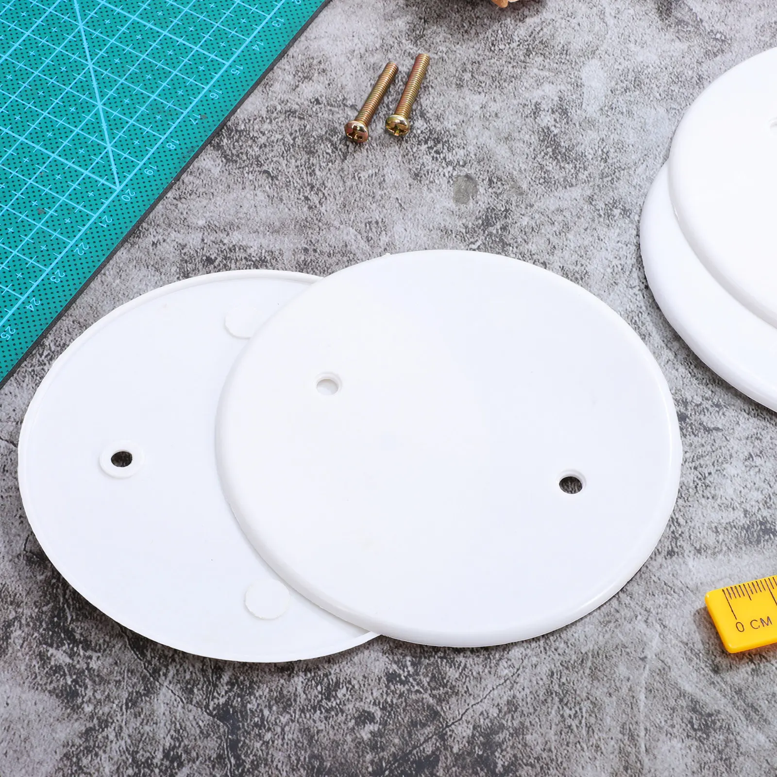 4Pcs Round Ceiling Hole Cover Plate Flat Plastic Electrical Box Cap for Blank-Up Junction Outlet Fixture Covering Seamless