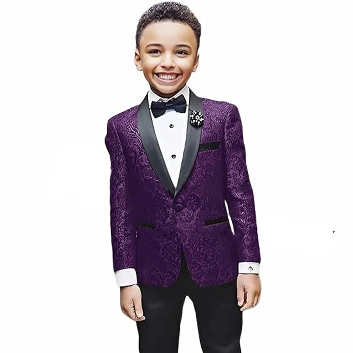 طقم بدلة زفاف أنيق للأولاد مع طية صدر السترة السوداء بدلة مكونة من قطعتين للأطفال الأولاد من عمر 3 إلى 16 سنة طقم بدلة سهرة للرجال