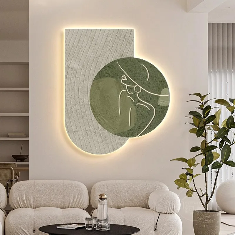 Fashionable figures, fashionable women's home decoration murals, sandstone texture decorative paintings, LED light paintings