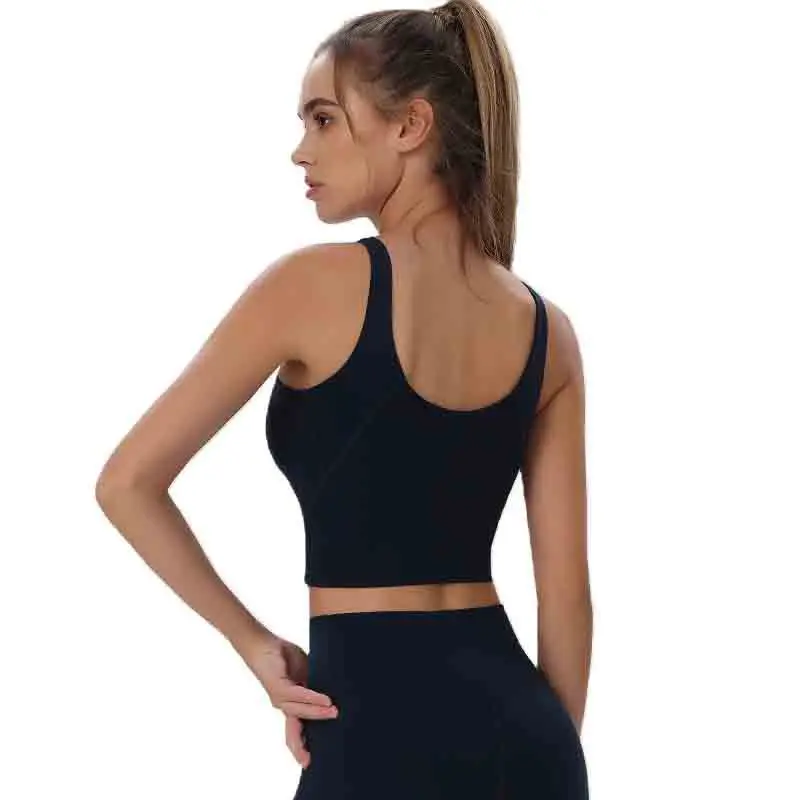 Top corto sin espalda para mujer, Sujetador deportivo, Push Up, lencería femenina sin marco, ropa de Yoga, ropa de entrenamiento, medias de Fitness