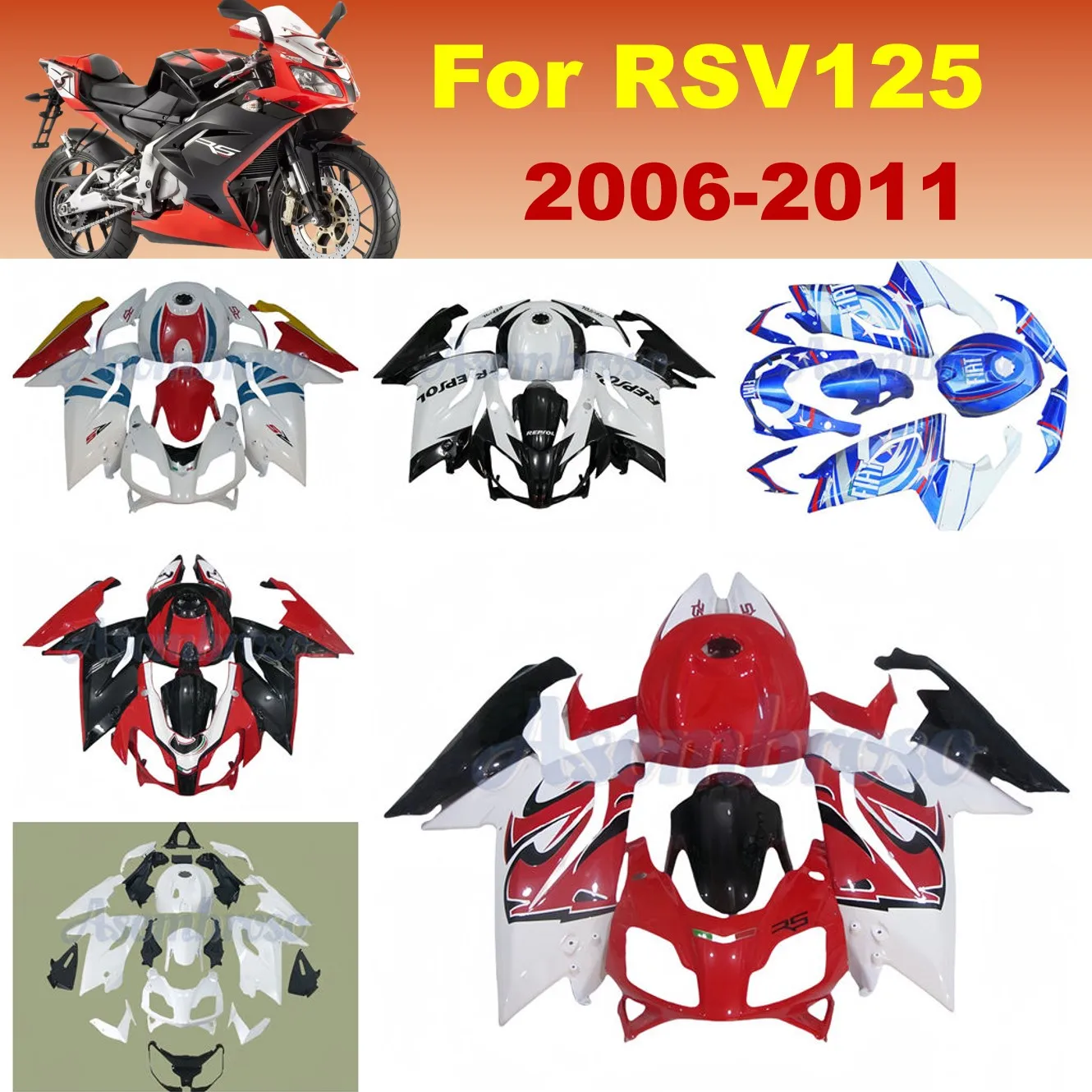 Injection Molding Full Fairing kit for Aprilia RS4 RS125 2006 2007 2008 2009 2010 2011 RSV 125 upmarket fairing kit