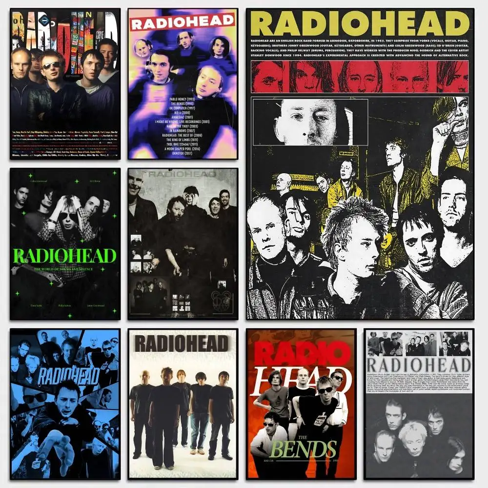 

Rock Band R-Radiohead Anime Posters Sticky Decoracion Painting Wall Art White Kraft Paper Wall Decor