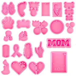 Heart Shape Keychain Casting Silicone Molds Dog Paw Print Resin Molds for Key Chain Pendant Making Epoxy Resin Craft Jewelry DIY