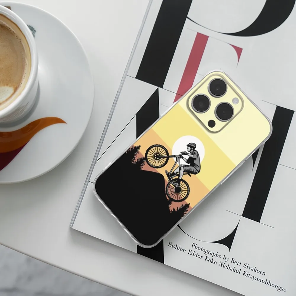 Capa de telefone esportiva para bicicleta, para iphone 16,15,14,13,12,11 plus, pro, max, zr,xs, x,7,8 plus, se, mini concha macia de silicone transparente