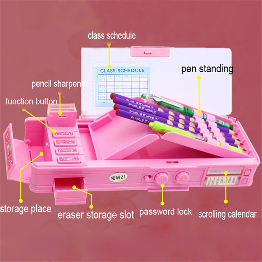 Estuches de lápices con contraseña, Estuche de unicornio para niñas, Estuche Escolar, papelería coreana, caja grande de deformación Linda