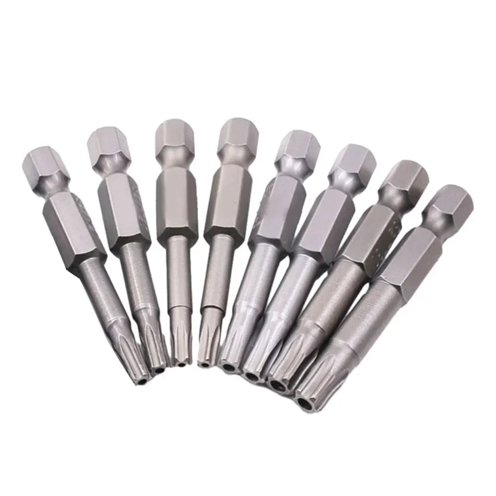 8pcs Torx Screwdriver Bit Five-pointed Star 50mm Length Alloy Steel For Electric Screwdrivers Screwdrivers Drills Hand Tool