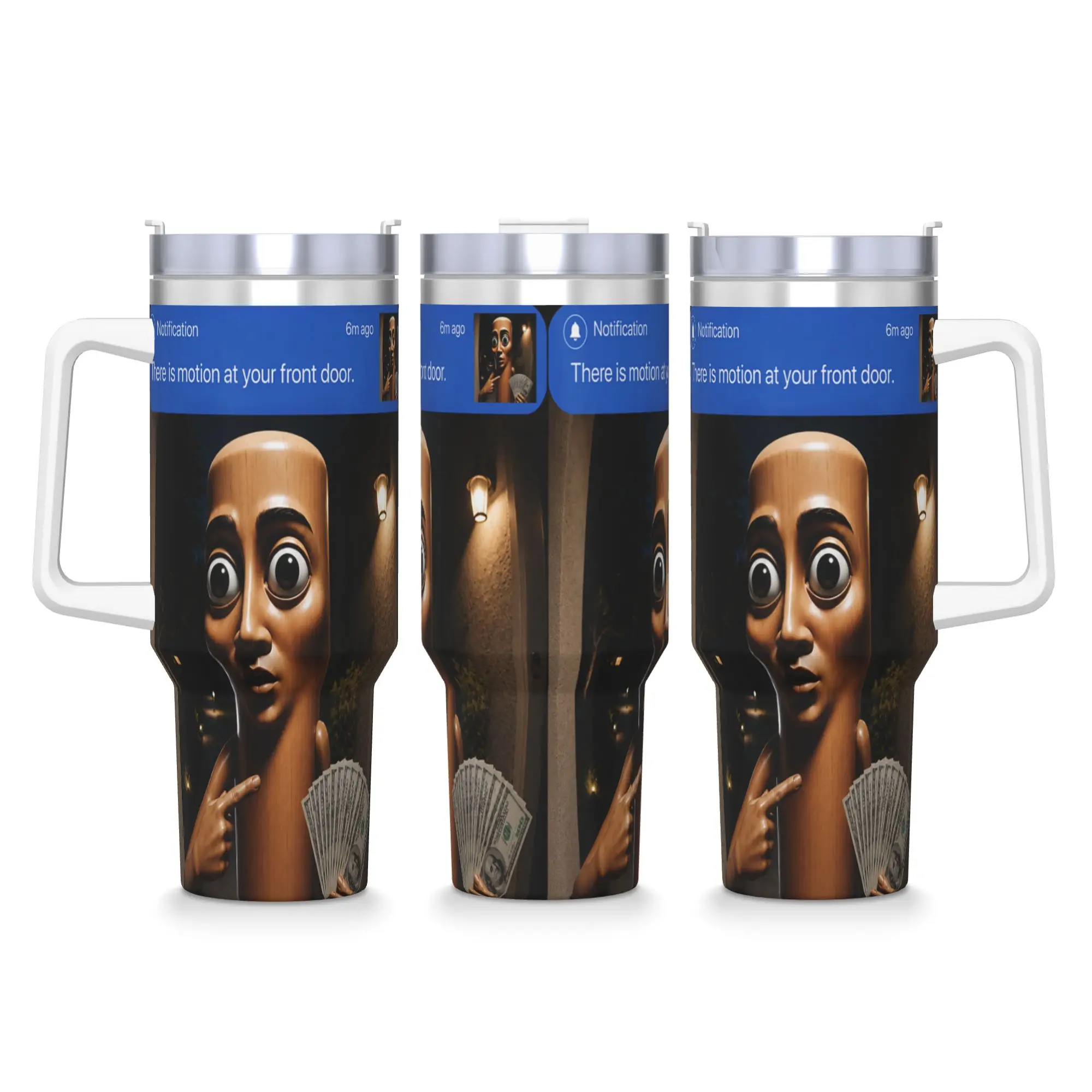 There is Motion at Your Front Tung Tung Tung Sahur Money Stainless Steel Tumbler Camping Thermal Mug With Straws 40oz Mugs Cup