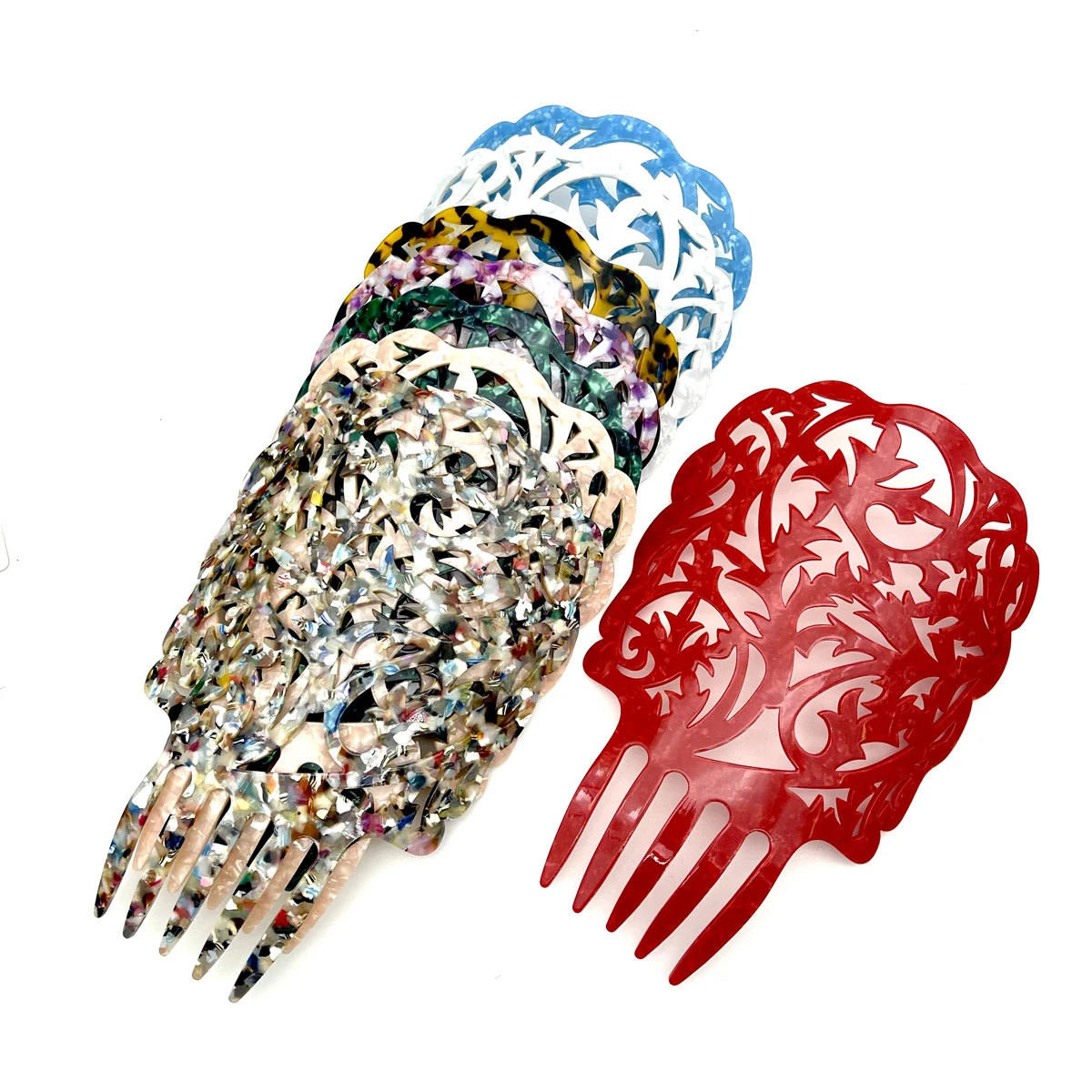 Vintage High Hair Combs Colorful Acetate Hair Accessories Faux Tortoise shell Hair clips Women jewelry gift