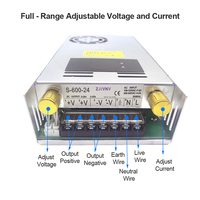 600W Voltage and Current Adjustable Switching Power Supply with Dual Display Screen Constant Voltage and Current 12V 24V 36V 48V