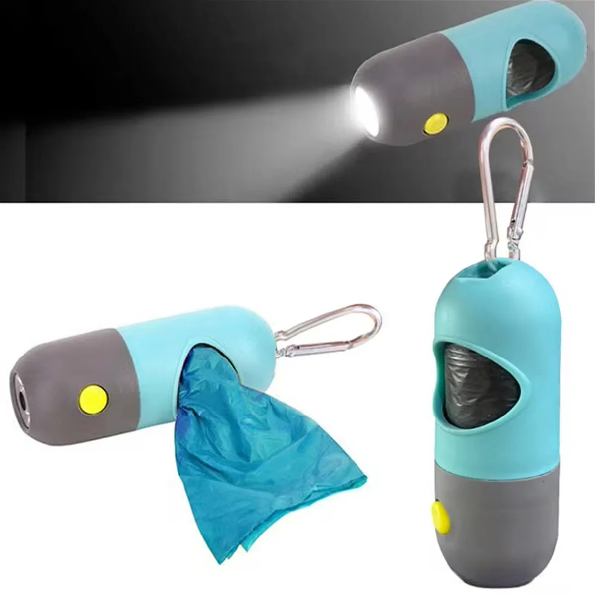 LED Lighted Dog Poop Bags Dispenser - Portable Degradable Waste Bags for Outdoor Dog & Cat Cleaning