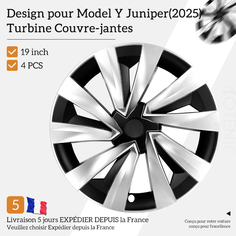 4 pièces couverture de roue pour Tesla modèle Y Juniper 2025-2026 19 pouces couverture de roue de remplacement de voiture capuchon de moyeu Automobile jante complète accessoires de voiture