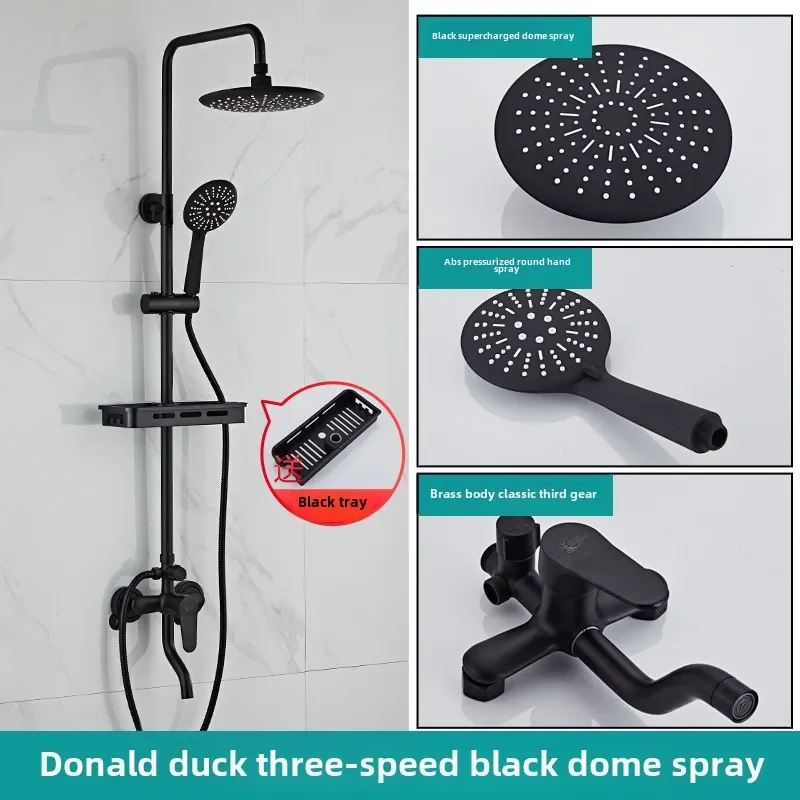 

Shower Home Hotel Special Shower Shower Full Set of Double Row Digital Display Constant Temperature Shower All Copper Rain Black